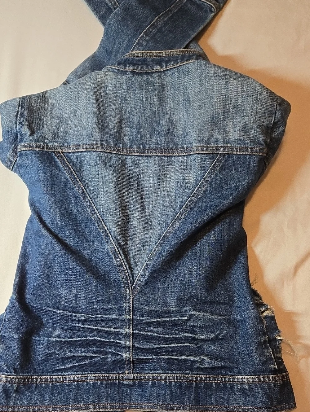 Vintage Armani Exchange Distressed Denim Jacket In A Fitted Size Medium - Picture 9 of 9